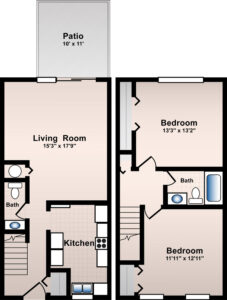 2 Bed / 1½ Bath / 954 sq ft / Rent: $855